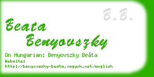 beata benyovszky business card